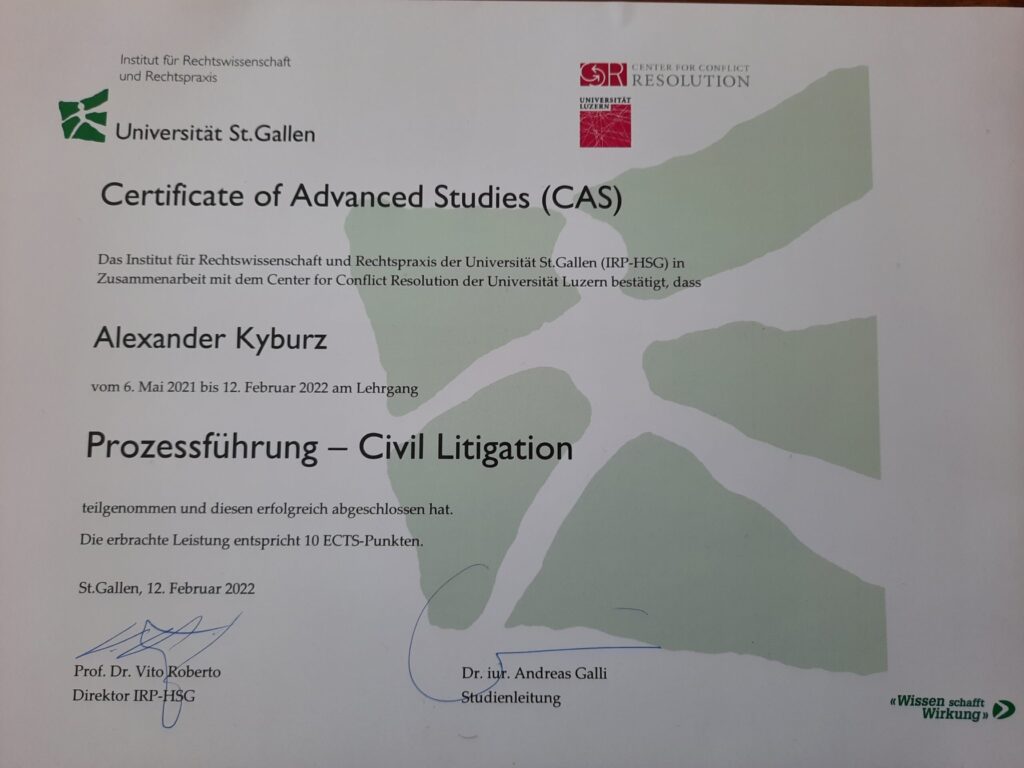 Obtain Certificate of Advanced Studies